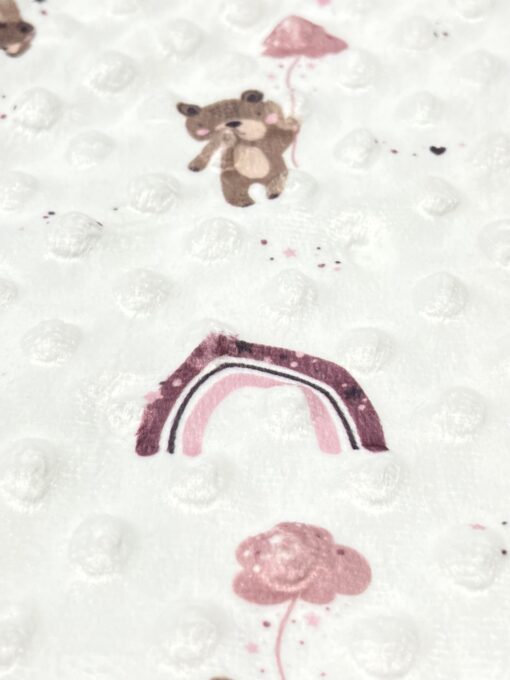 Minky Dots Bärli mit Regenbogen old rose