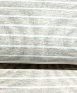 Rippjersey Beige Melange Weiss gestreift