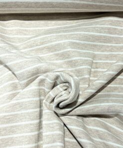 Rippjersey Beige Melange Weiss gestreift