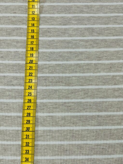Rippjersey Beige Melange Weiss gestreift