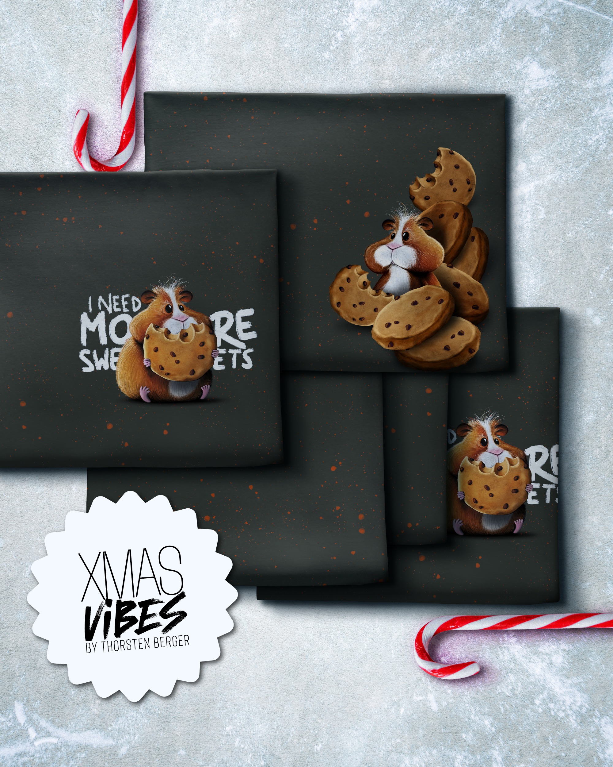 French Terry Panel XMAS Vibes HamsterBarney ThorstenBerger
