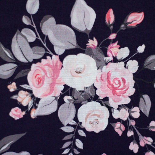 Baumwolle Webware Rose marine