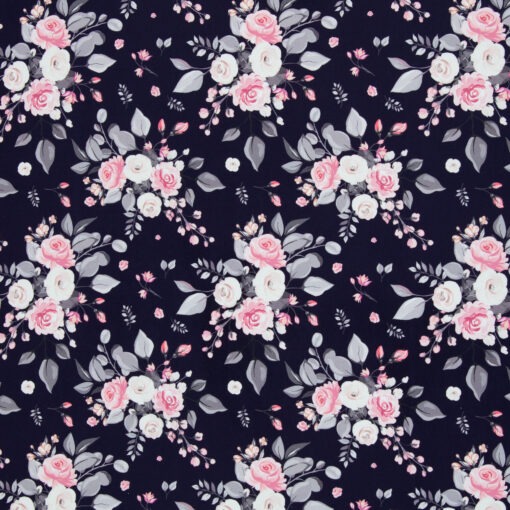 Baumwolle Webware Rose marine