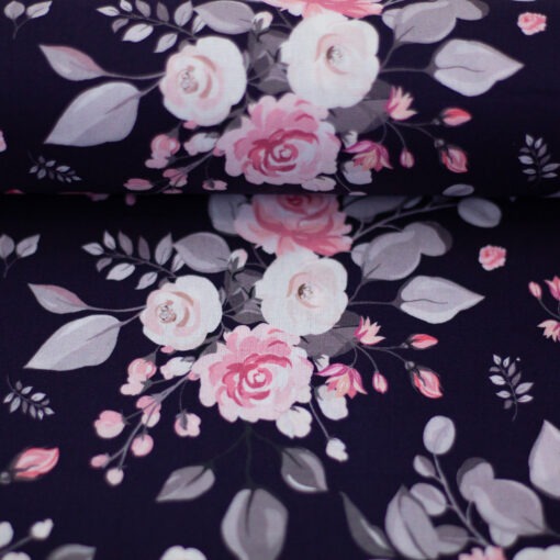 Baumwolle Webware Rose marine