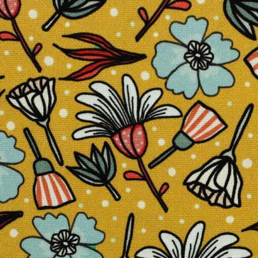 Canvas Swafing Blumenmeer Senf Garden stories by Emjo Design