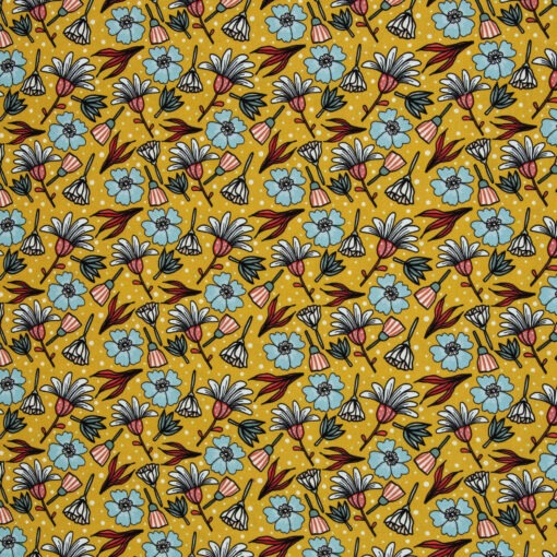 Canvas Swafing Blumenmeer Senf Garden stories by Emjo Design