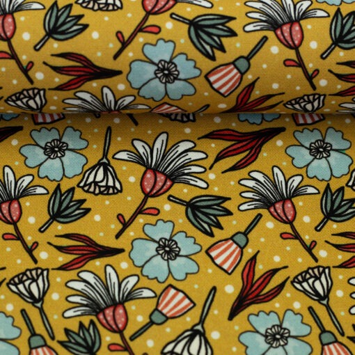 Canvas Swafing Blumenmeer Senf Garden stories by Emjo Design