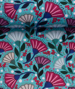 Canvas Swafing Blumenmeer Türkis Garden stories by Emjo Design