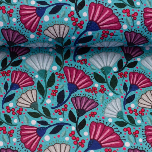 Canvas Swafing Blumenmeer Türkis Garden stories by Emjo Design