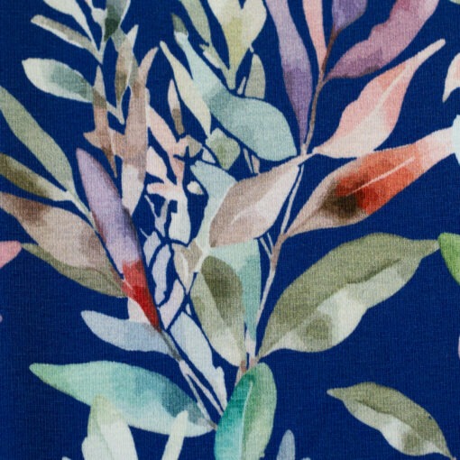 Jersey Jule Aquarell Blätter auf blau