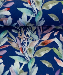Jersey Jule Aquarell Blätter auf blau