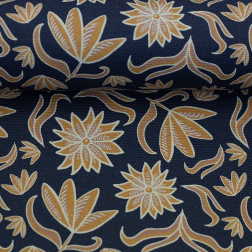 Canvas Retro Flowers Marine