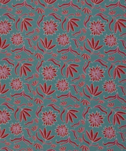 Canvas Retro Flowers Rot auf Mint
