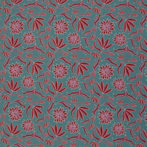 Canvas Retro Flowers Rot auf Mint