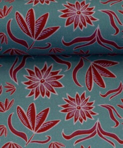 Canvas Retro Flowers Rot auf Mint