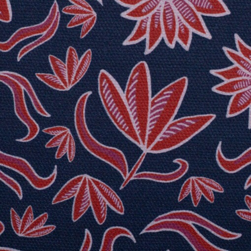 Canvas Retro Flowers Rot auf Blau