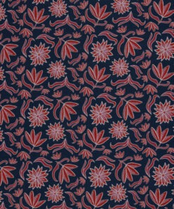 Canvas Retro Flowers Rot auf Blau