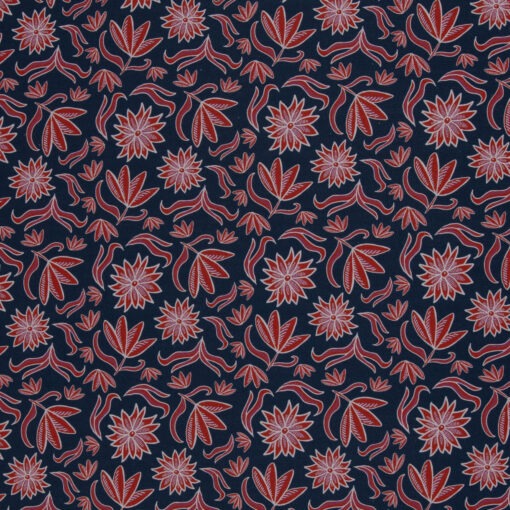 Canvas Retro Flowers Rot auf Blau