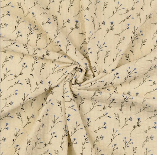 Seersucker Blume Denimblau