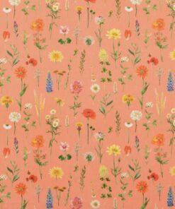Baumwolle Blumenwiese coral