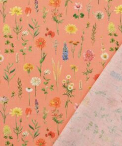 Baumwolle Blumenwiese coral