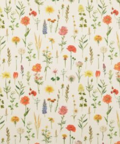 Baumwolle Blumenwiese weiss