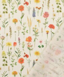 Baumwolle Blumenwiese weiss