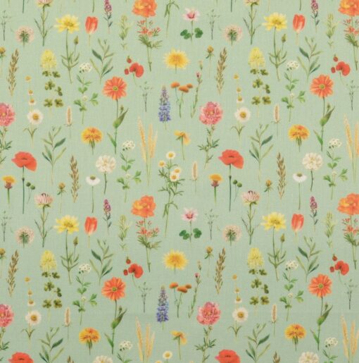 Baumwolle Blumenwiese mint