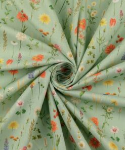 Baumwolle Blumenwiese mint