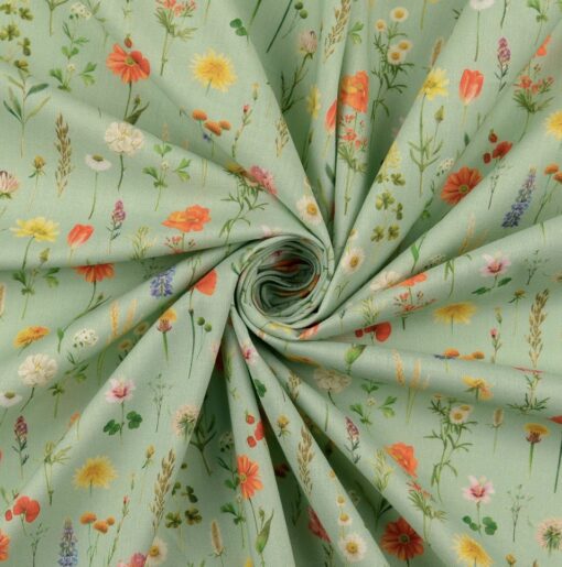 Baumwolle Blumenwiese mint