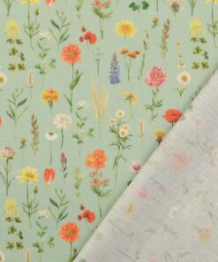 Baumwolle Blumenwiese mint