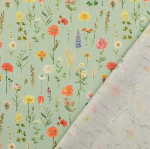 Baumwolle Blumenwiese mint