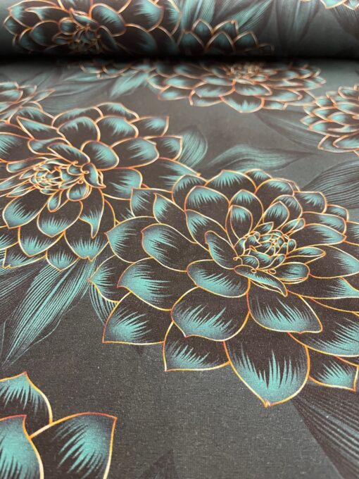 Jersey Lotus Blüte petrol