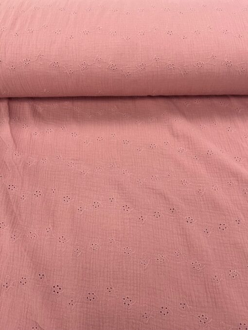 Baumwolle Musselin old rose stickerei