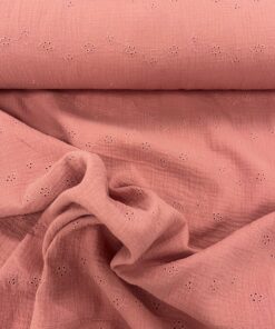 Baumwolle Musselin old rose stickerei