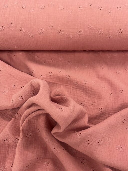Baumwolle Musselin old rose stickerei