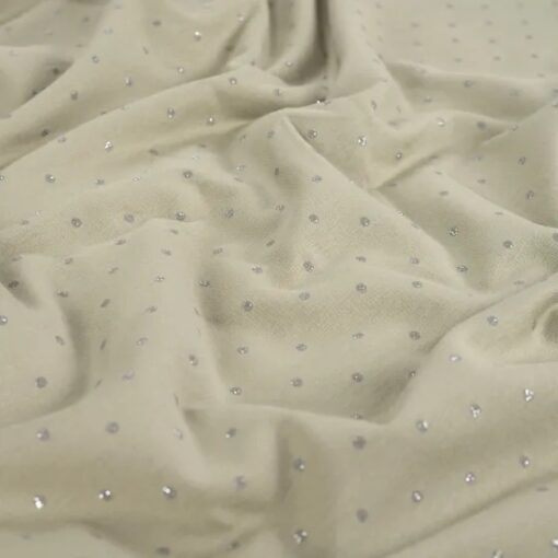 French Terry glitter dots khaki