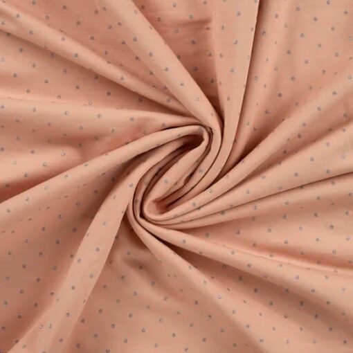 French Terry glitter dots salmon