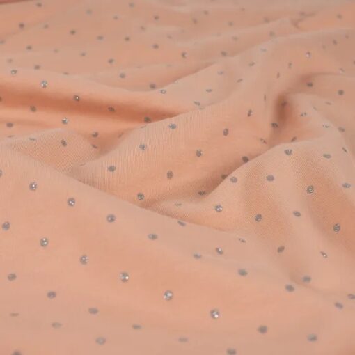 French Terry glitter dots salmon