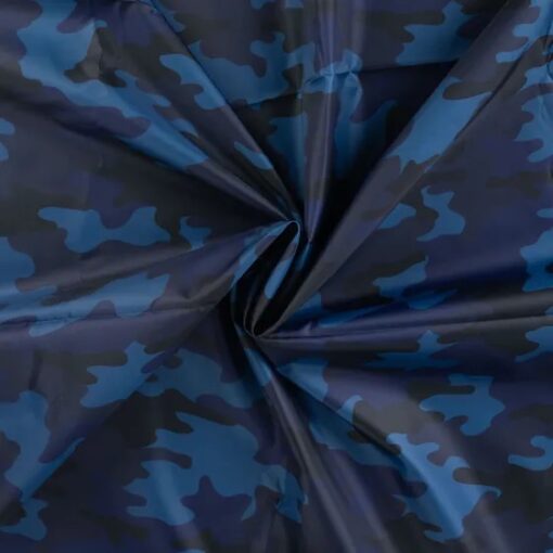 Regenponcho Stoff Camouflage blau