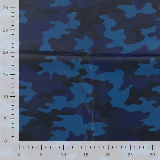 Regenponcho Stoff Camouflage blau