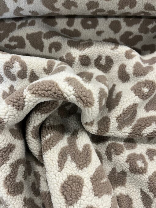 Leoparden Teddyplüsch creme taupe