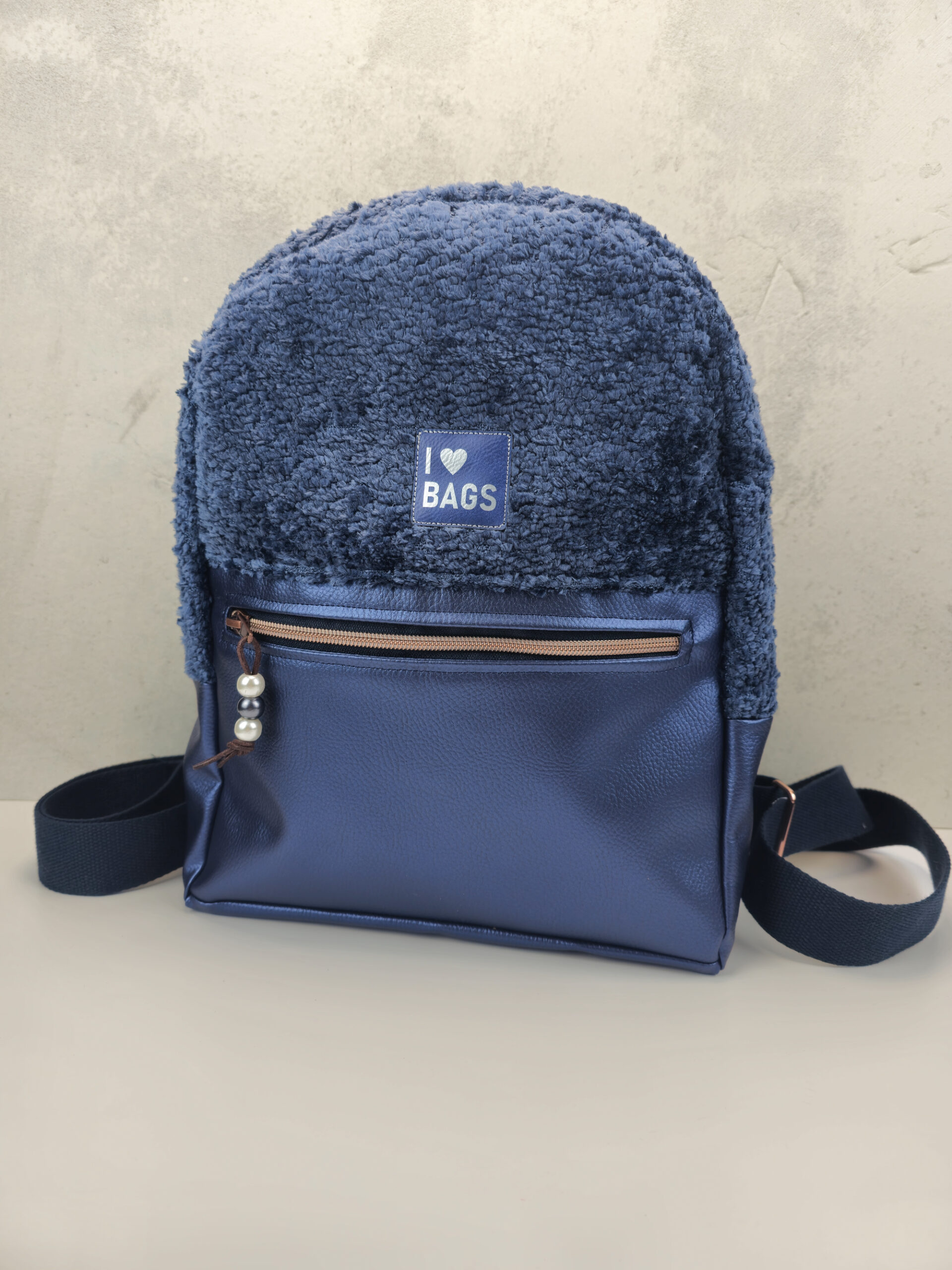 Kunstleder Rex-Metallic nachtblau und Bogota