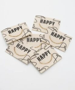 Happy Label Iron on Ecru