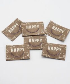 Happy Label Iron on Beige