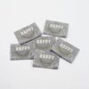 Happy Label Iron on Grau