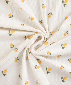 Rippjersey Zitronen auf weiss