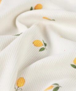 Rippjersey Zitronen auf weiss