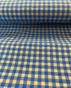 Seersucker Karo blau gewebt