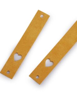 Leder Label Herzchen senf